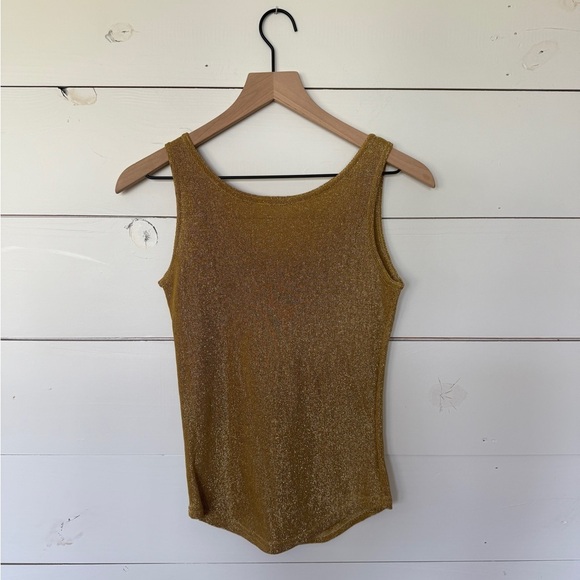 Gold Sparkly Sleeveless Knit Top - Picture 3 of 3